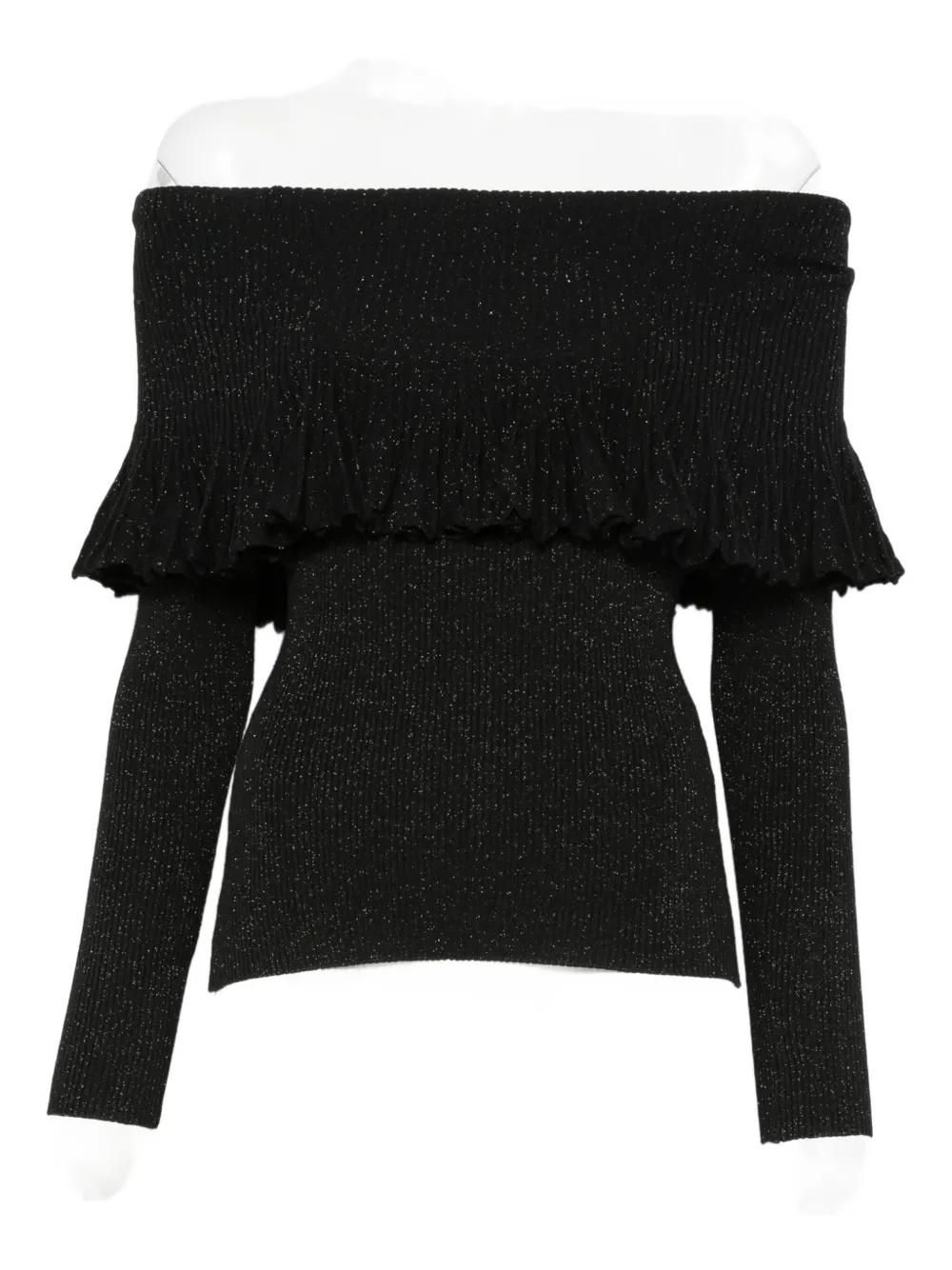 Свитер с оборками и открытыми плечами Twinset, черный
Свитер с оборками и открытыми плечами Twinset, черный