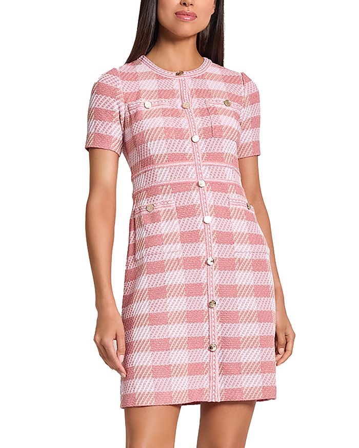 Плиссированное платье-футляр на пуговицах Misook, розовый
Плиссированное платье-футляр на пуговицах Misook, розовый