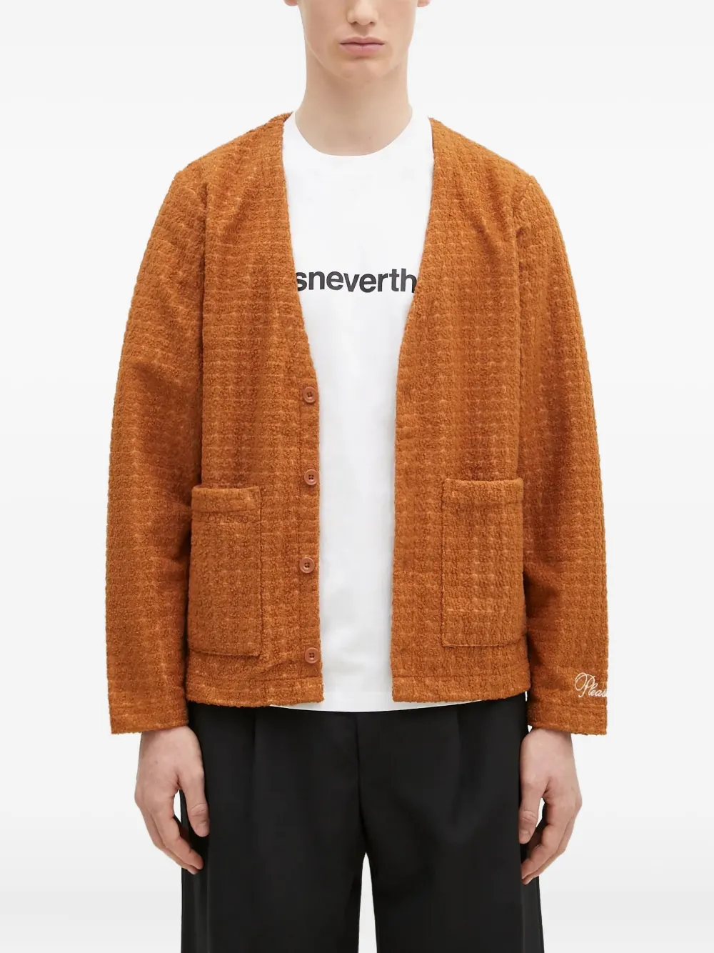 Фактурный кардиган с карманом Pleasures, коричневый
Фактурный кардиган с карманом Pleasures, коричневый