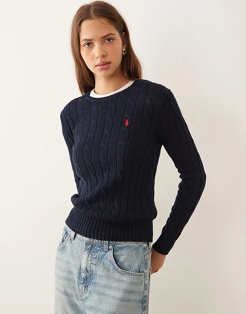 Хлопковый трикотажный джемпер Polo Ralph Lauren Julianna icon с логотипом темно-синего цвета
Хлопковый трикотажный джемпер Polo Ralph Lauren Julianna icon с логотипом темно-синего цвета