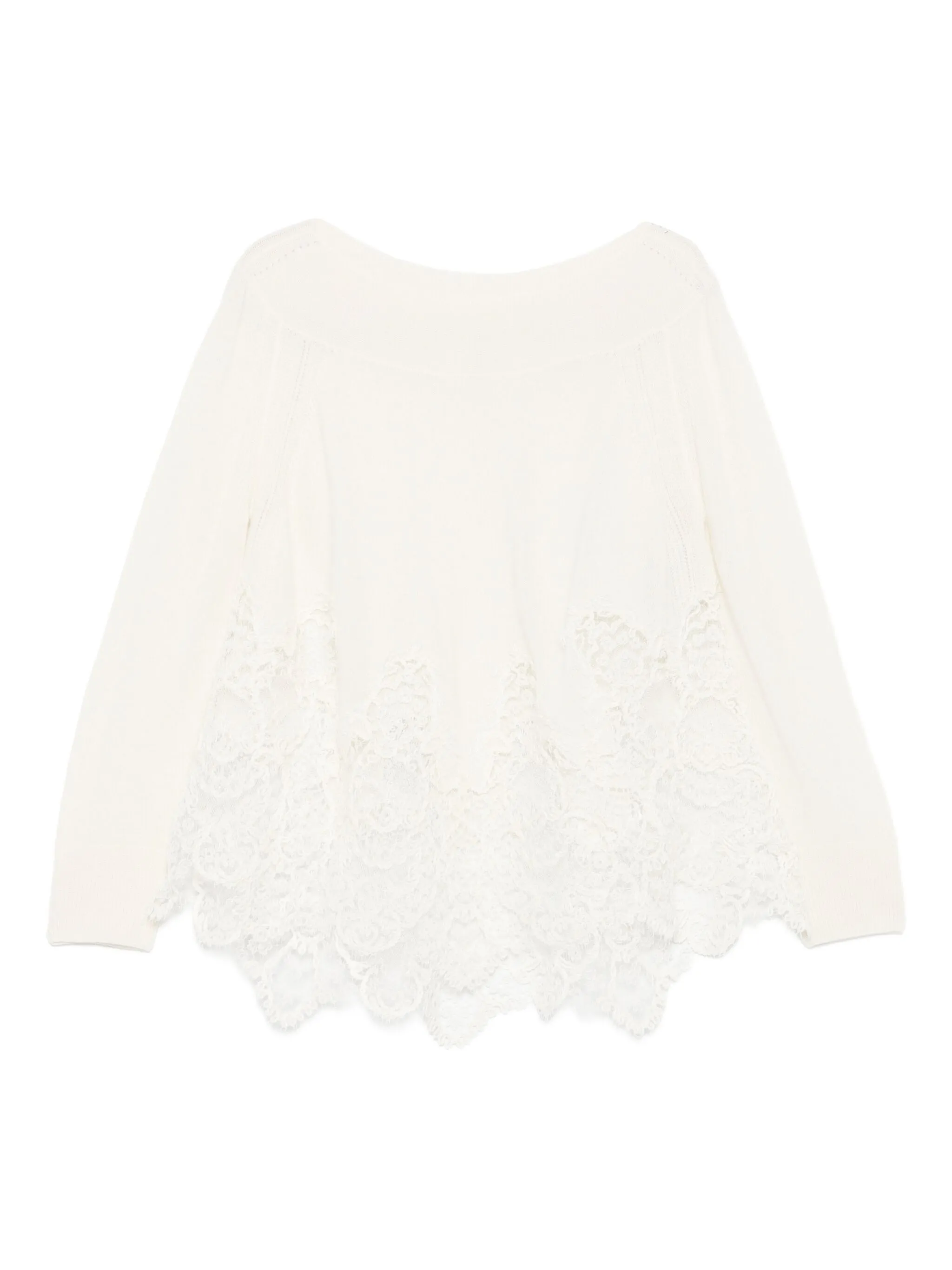 Джемпер с вырезом-лодочкой и кружевом Ermanno Scervino, белый
Джемпер с вырезом-лодочкой и кружевом Ermanno Scervino, белый