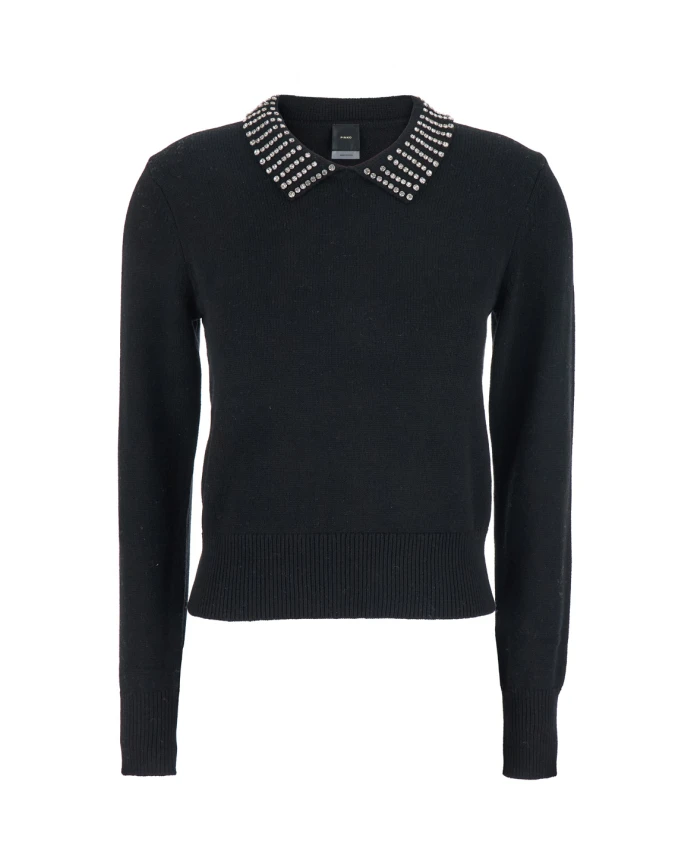 Черный пуловер из смешанной ткани в стиле Ventotene Pinko, черный
Черный пуловер из смешанной ткани в стиле Ventotene Pinko, черный