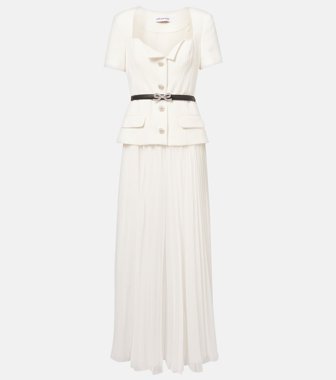 Поясное плиссированное креповое макси-платье Self-Portrait, белый
Поясное плиссированное креповое макси-платье Self-Portrait, белый