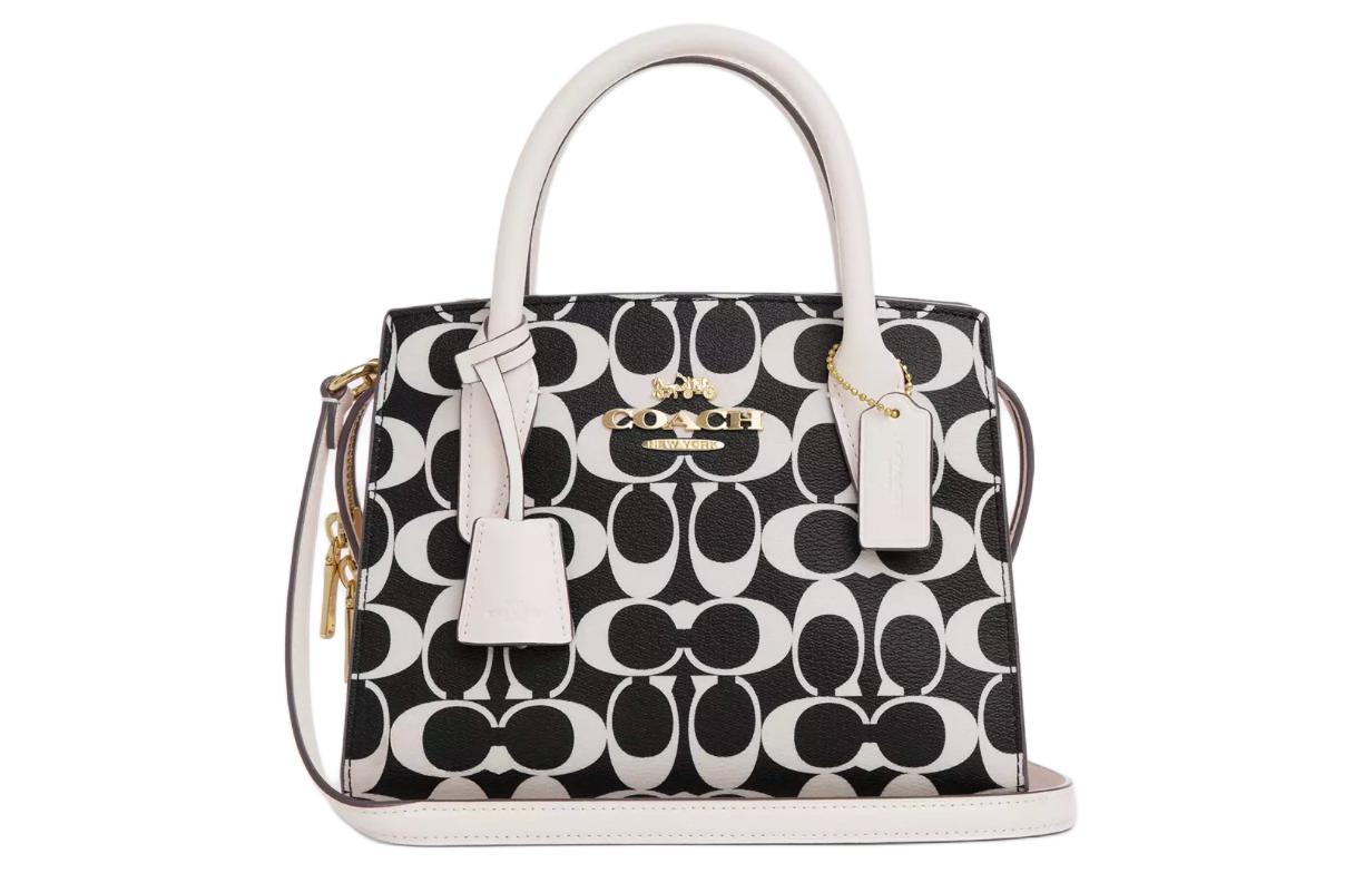 Сумка-шоппер из холста с кожаными вставками, через плечо, женская, черно-белая COACH Trumpets
Сумка-шоппер из холста с кожаными вставками, через плечо, женская, черно-белая COACH Trumpets