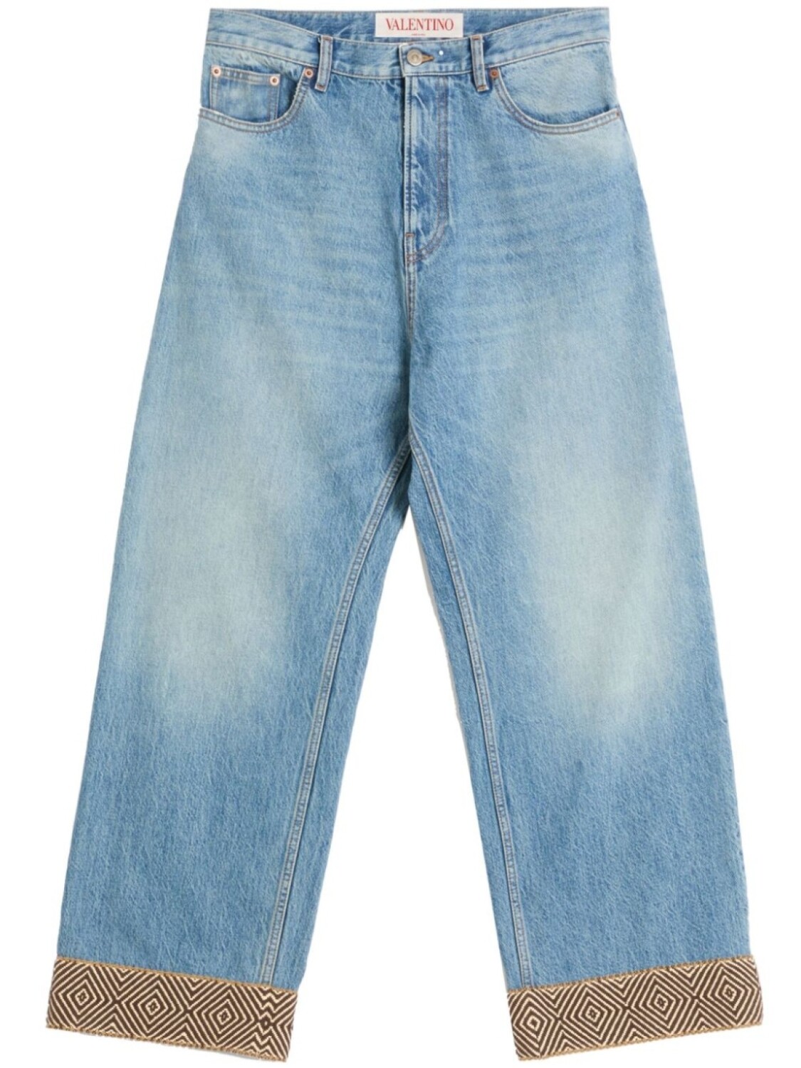 Широкие джинсы с жаккардовым подолом Valentino Garavani, синий
Широкие джинсы с жаккардовым подолом Valentino Garavani, синий