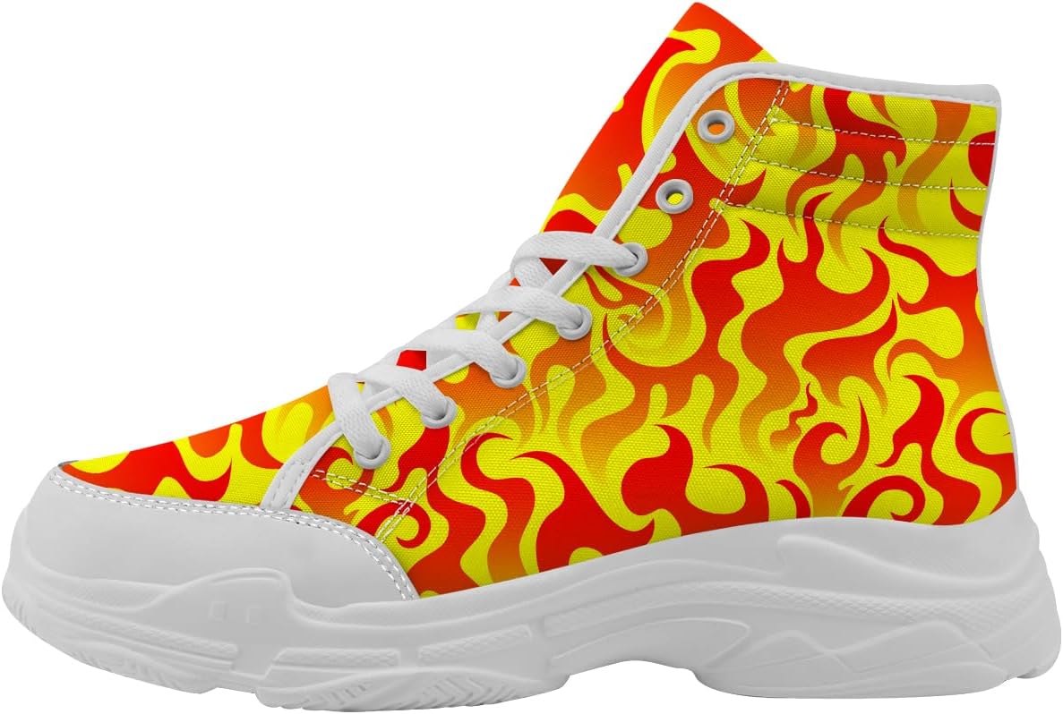 Мужские и женские высокие кроссовки Flame, тканевые платформенные туфли на шнуровке, подарки для него и для нее Generic, белый/красный/желтый
Мужские и женские высокие кроссовки Flame, тканевые платформенные туфли на шнуровке, подарки для него и для нее Generic, белый/красный/желтый