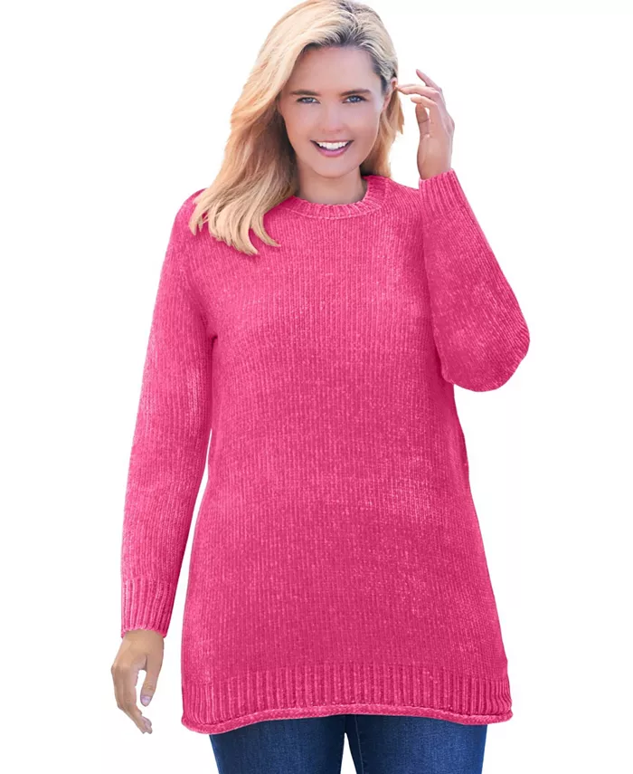 Женский свитер из синели с круглым вырезом больших размеров Woman Within, розовый
Женский свитер из синели с круглым вырезом больших размеров Woman Within, розовый