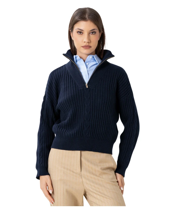 Складчатый свитер в рубчик с глубоким вырезом Kocca, синий
Складчатый свитер в рубчик с глубоким вырезом Kocca, синий