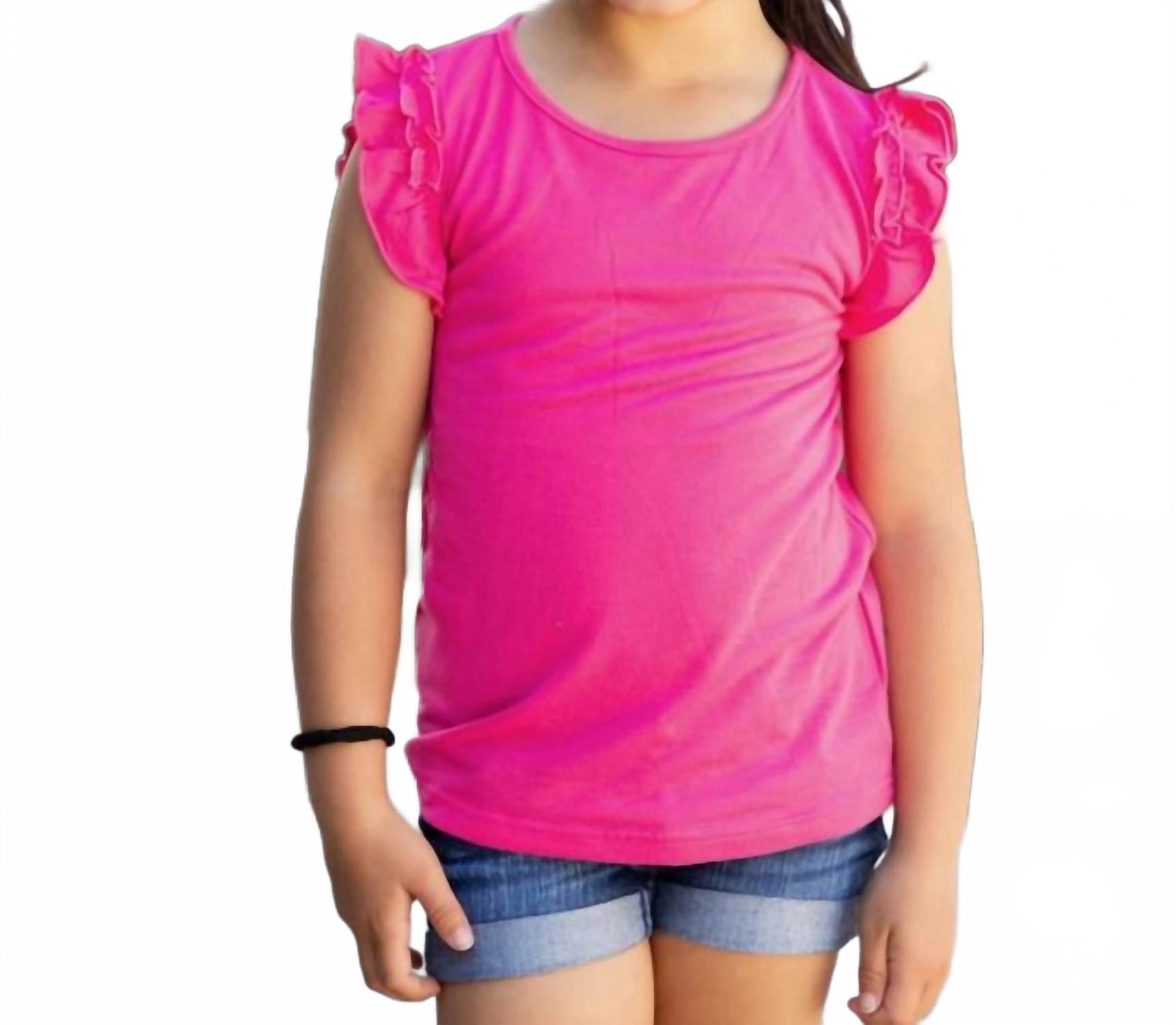 Tickled Teal Детская блузка с оборками на рукавах, розового цвета
Tickled Teal Детская блузка с оборками на рукавах, розового цвета