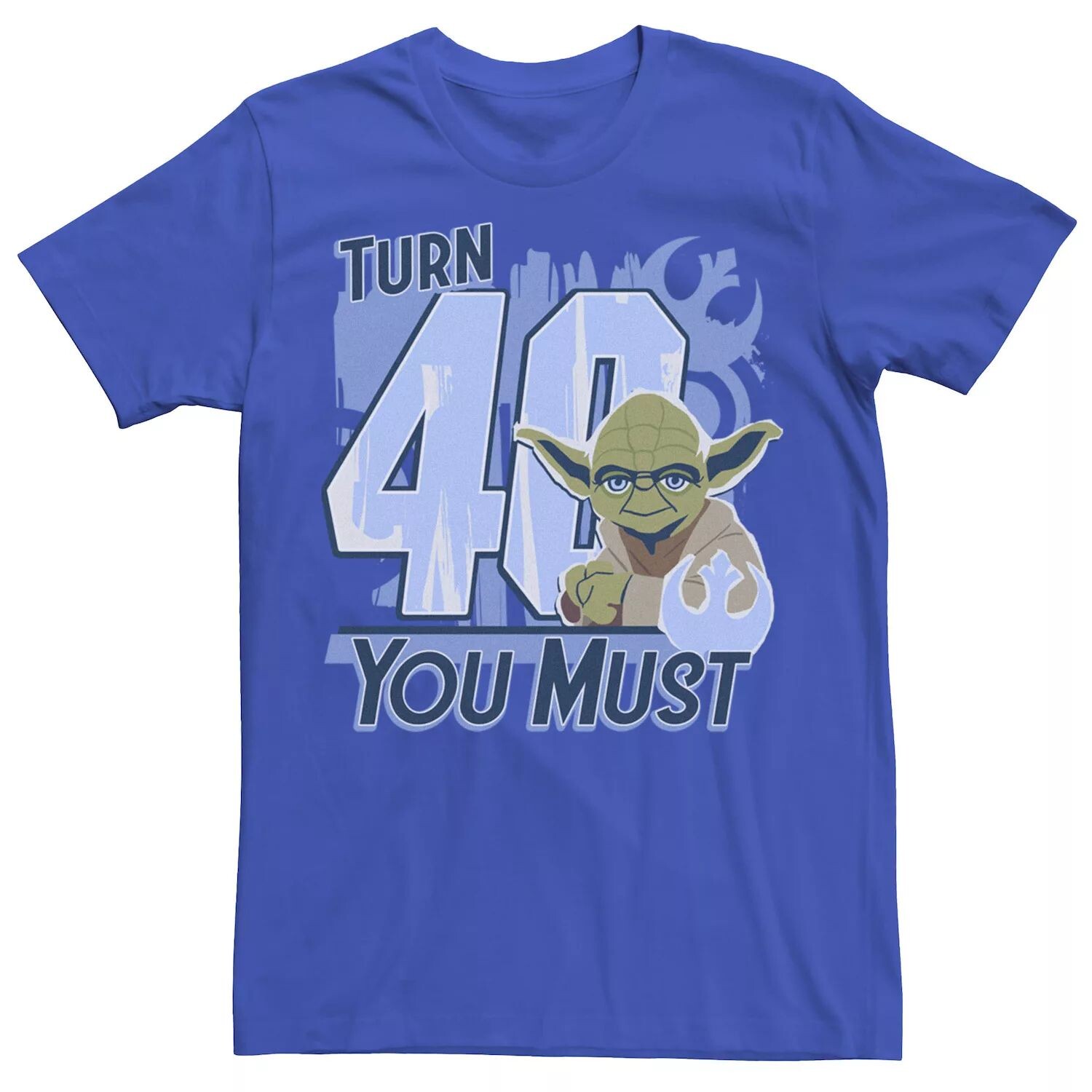 Мужская футболка с логотипом Star Wars Yoda Turn 40 You Must Rebel и графическим рисунком с портретом
Мужская футболка с логотипом Star Wars Yoda Turn 40 You Must Rebel и графическим рисунком с портретом