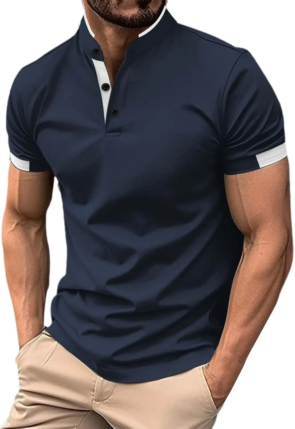 Мужская футболка с коротким рукавом и V-образным вырезом
Мужская футболка с коротким рукавом и V-образным вырезом