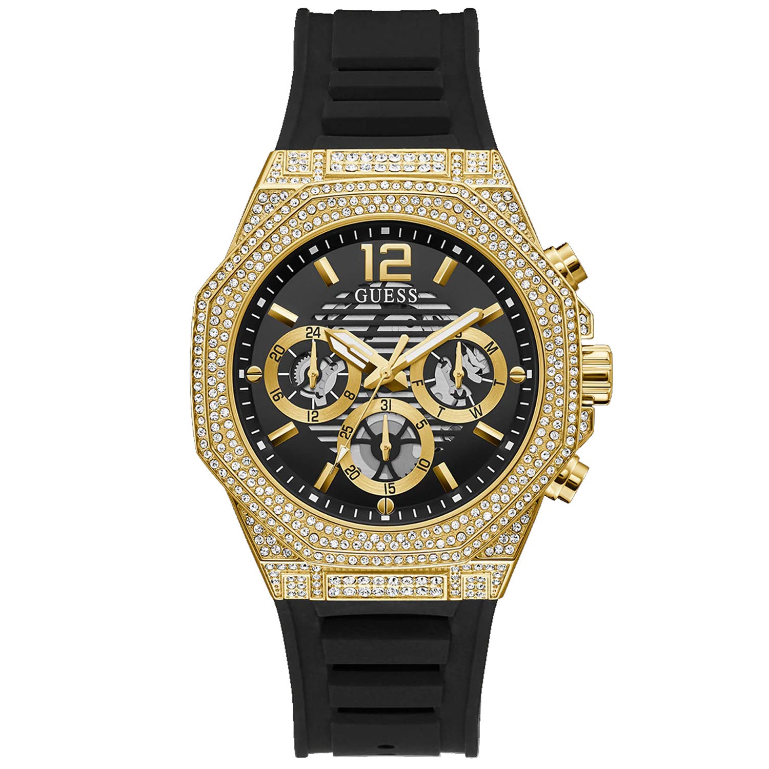 Guess Мужские многофункциональные часы Momentum Black Gold Tone с черным циферблатом
Guess Мужские многофункциональные часы Momentum Black Gold Tone с черным циферблатом