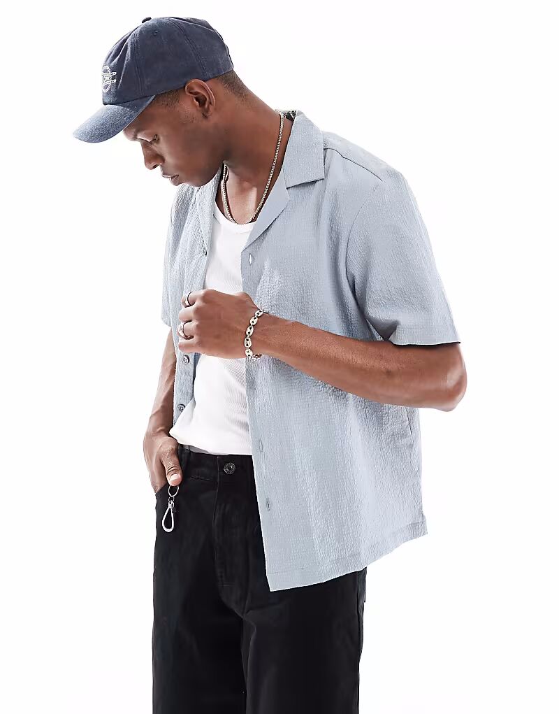 Рубашка River Island из сирсакера светло-голубого цвета
Рубашка River Island из сирсакера светло-голубого цвета