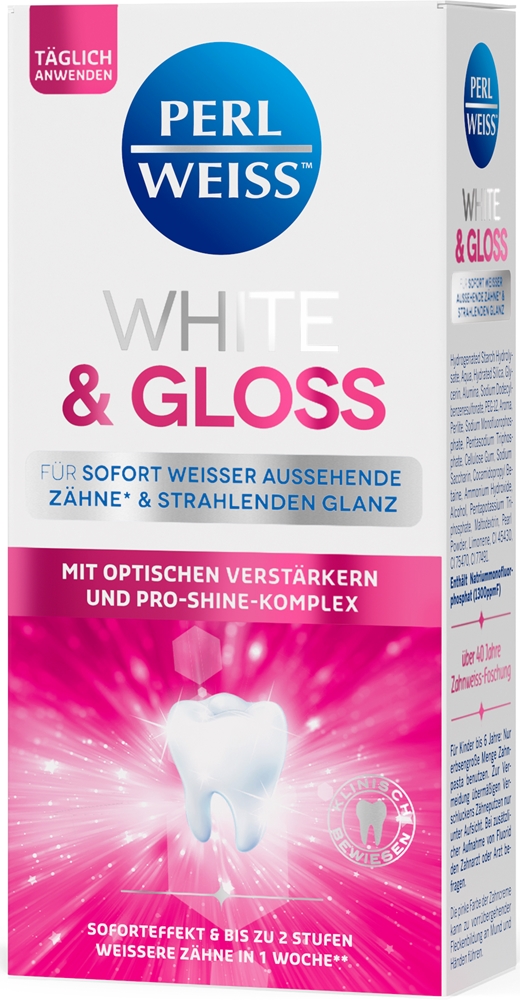 Отбеливающая зубная паста White & Gloss Perl Weiss, 50 мл
Отбеливающая зубная паста White & Gloss Perl Weiss, 50 мл