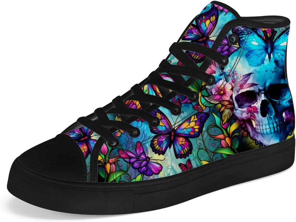 Высокие кеды с черепом для мужчин и женщин, с принтом бабочки на черепе, на шнуровке, повседневная обувь из холста, подарок для парня или девушки Chebing, синий
Высокие кеды с черепом для мужчин и женщин, с принтом бабочки на черепе, на шнуровке, повседневная обувь из холста, подарок для парня или девушки Chebing, синий