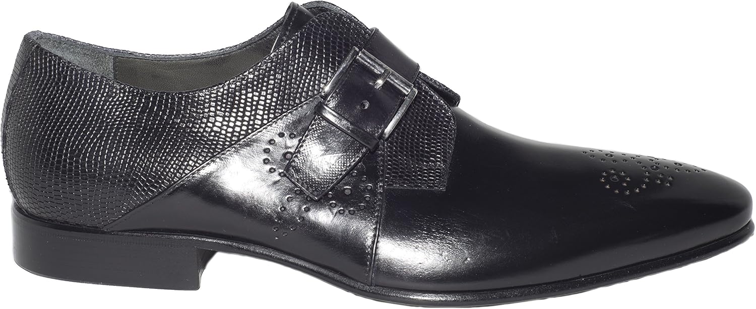 Мужские черные кожаные туфли Jo Ghost 1156 итальянского производства с принтованными вставками из кожи ящерицы и пряжкой
Мужские черные кожаные туфли Jo Ghost 1156 итальянского производства с принтованными вставками из кожи ящерицы и пряжкой