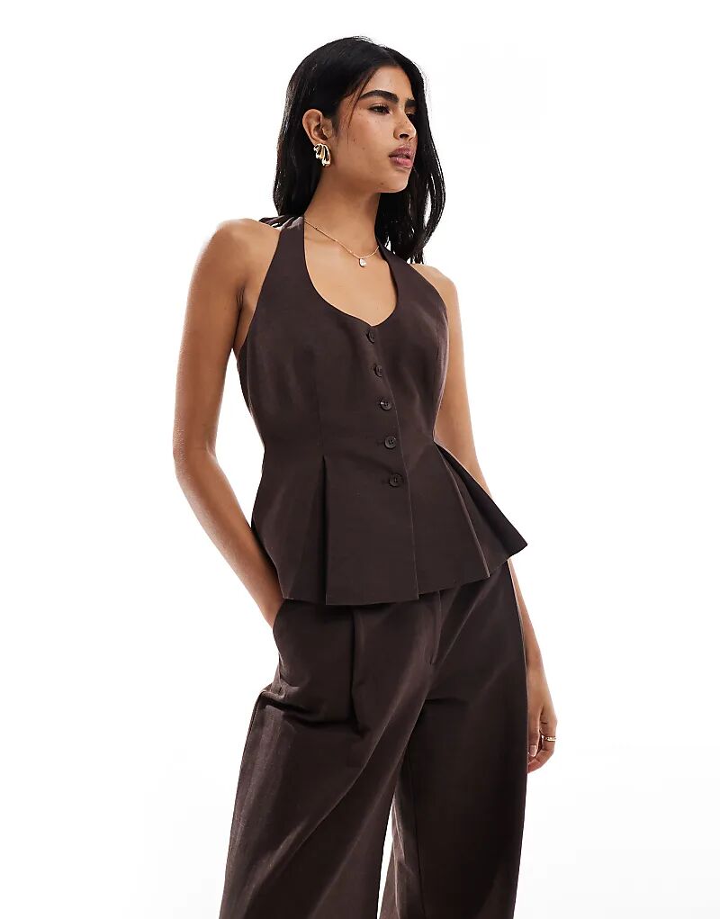 Топ-халтер из льняной смеси ASOS DESIGN шоколадного цвета
Топ-халтер из льняной смеси ASOS DESIGN шоколадного цвета
