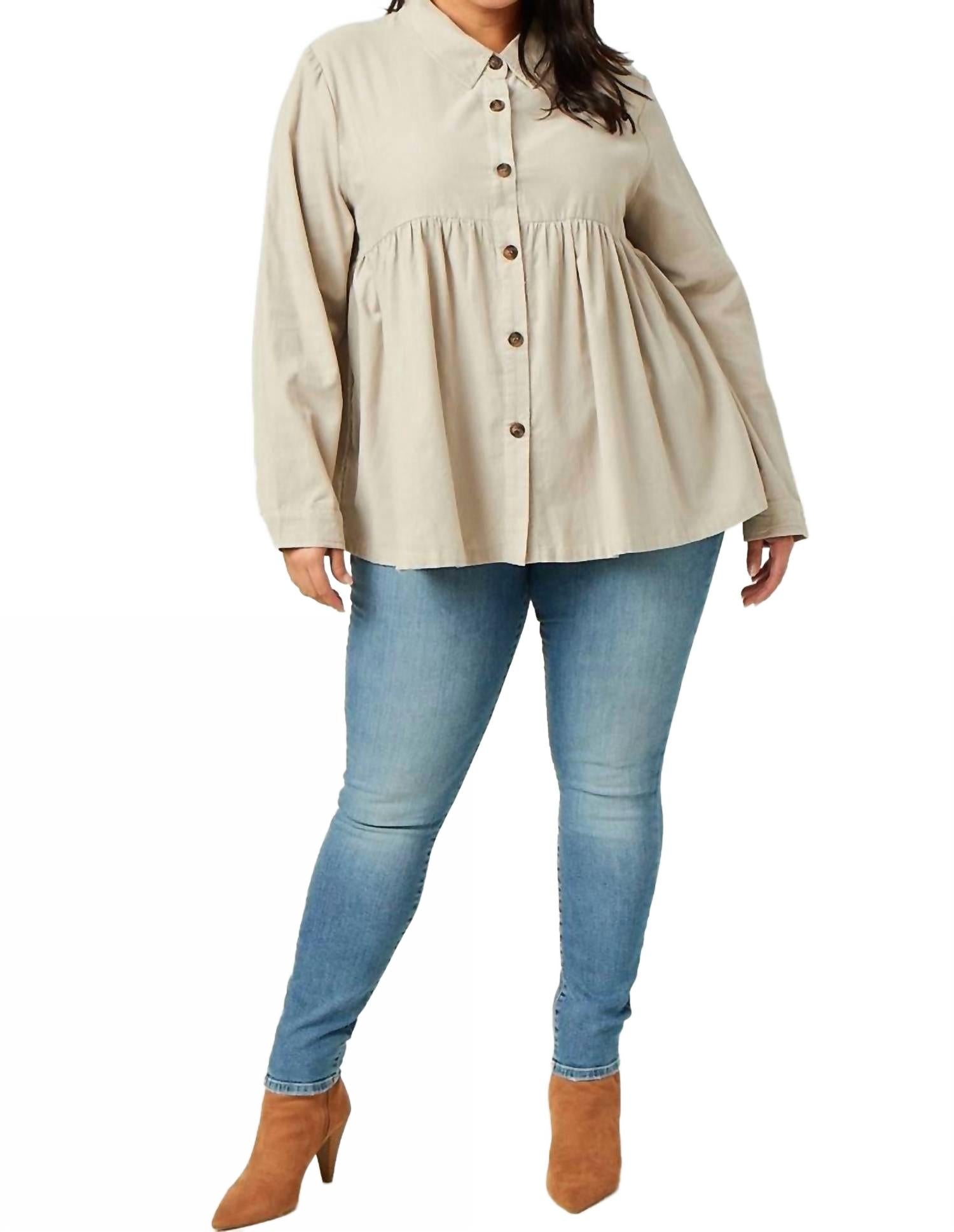 Коричневая корсетная рубашка с пуговицами из вельвета Hayden LA 
Коричневая корсетная рубашка с пуговицами из вельвета Hayden LA