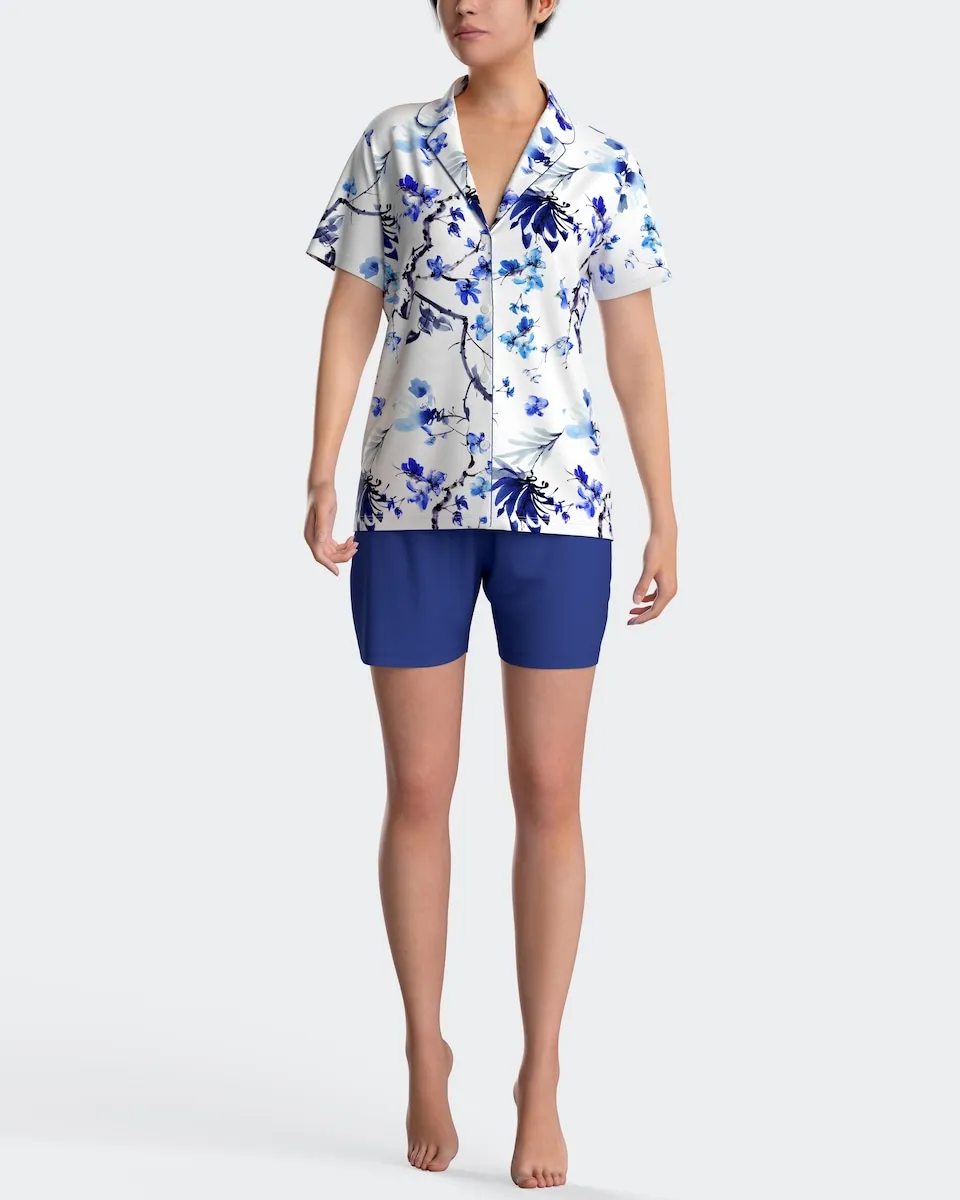 Короткая женская пижама на пуговицах из модала Impetus, синий
Короткая женская пижама на пуговицах из модала Impetus, синий