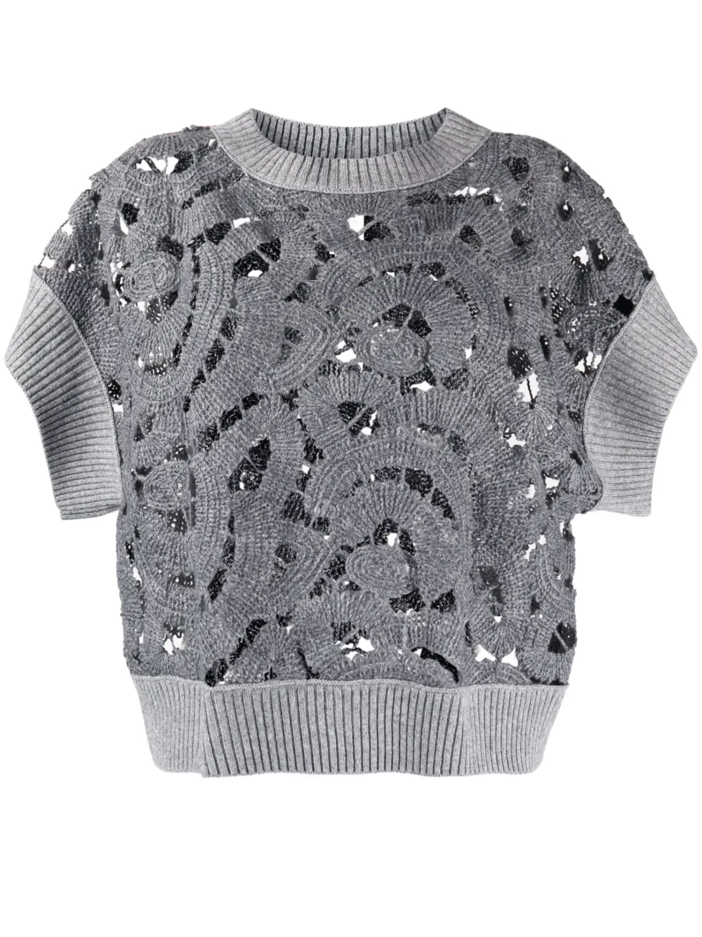 Топ в технике кроше с короткими рукавами Fabiana Filippi, серый
Топ в технике кроше с короткими рукавами Fabiana Filippi, серый