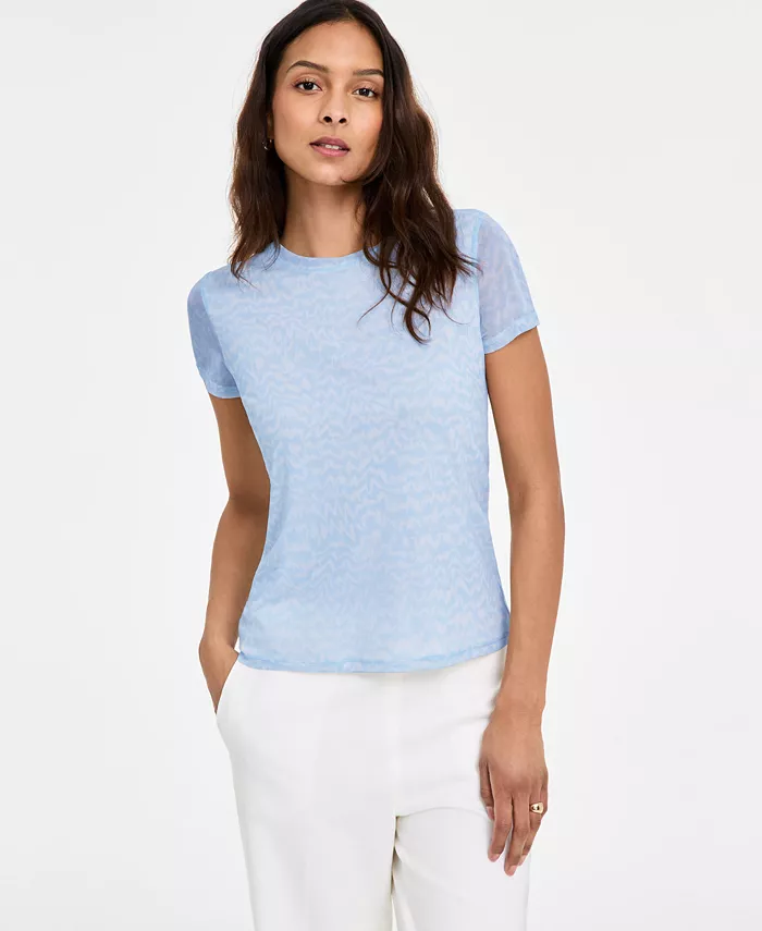 Женский принтованный сетчатый топ с круглым вырезом Bar III, синий
Женский принтованный сетчатый топ с круглым вырезом Bar III, синий