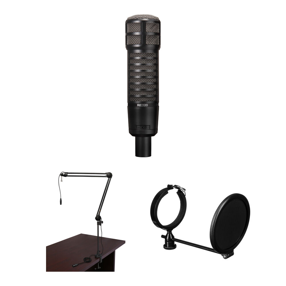 Комплект микрофона для подкастинга Electro-Voice RE320 с трансляционным штативом, кабелем XLR и поп-фильтром
Комплект микрофона для подкастинга Electro-Voice RE320 с трансляционным штативом, кабелем XLR и поп-фильтром
