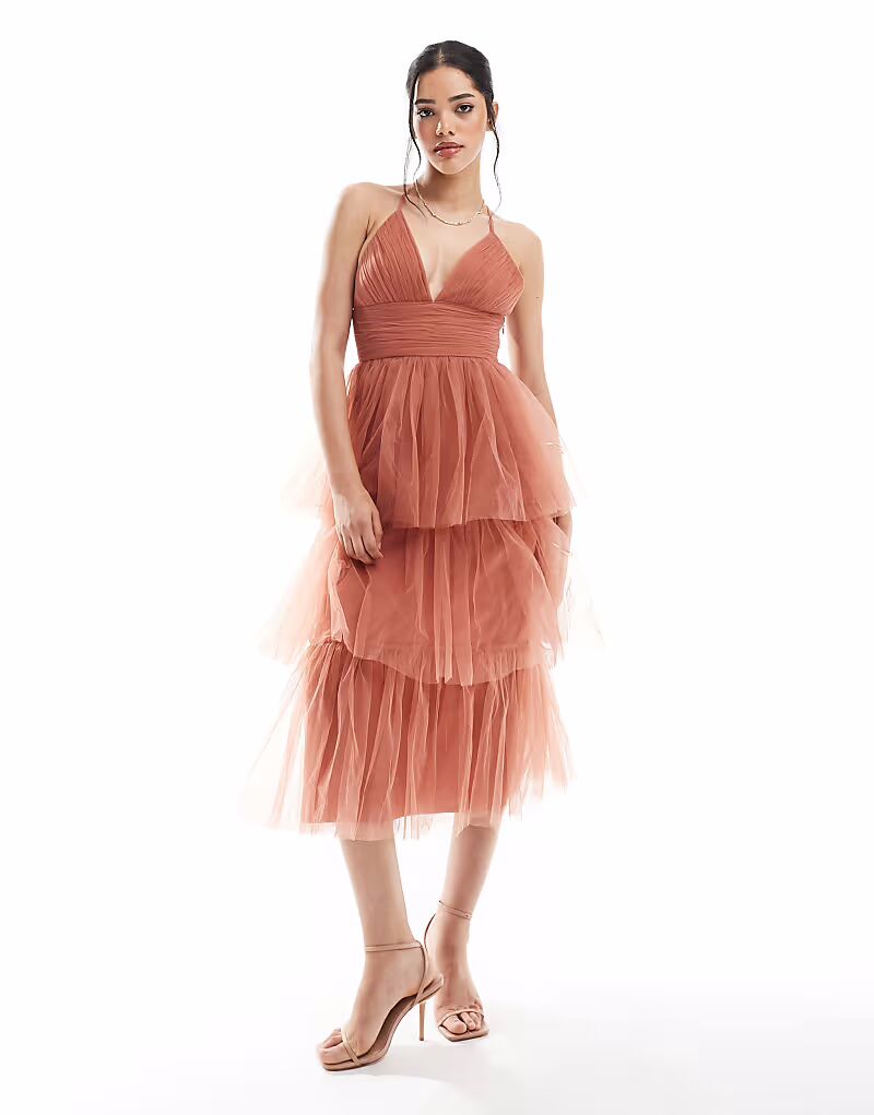 Платье подружки невесты Одетт мидакси из кружева и бисера терракотового цвета Lace & Beads
Платье подружки невесты Одетт мидакси из кружева и бисера терракотового цвета Lace & Beads