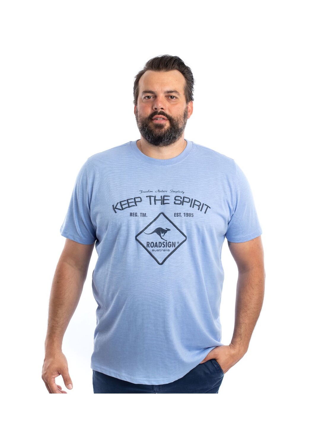 Мужская футболка Spirit однотонная рубашка больших размеров с принтом спереди ROADSIGN australia, светло-голубой
Мужская футболка Spirit однотонная рубашка больших размеров с принтом спереди ROADSIGN australia, светло-голубой