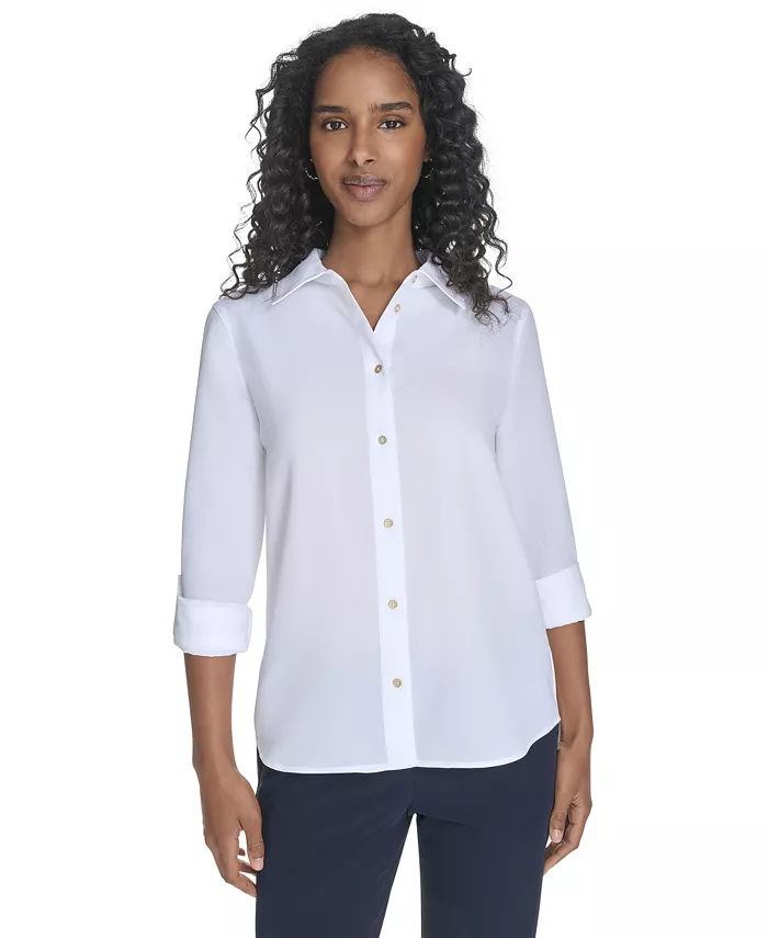 Женская рубашка облегающего кроя с отворотами на рукавах Tommy Hilfiger, белый
Женская рубашка облегающего кроя с отворотами на рукавах Tommy Hilfiger, белый