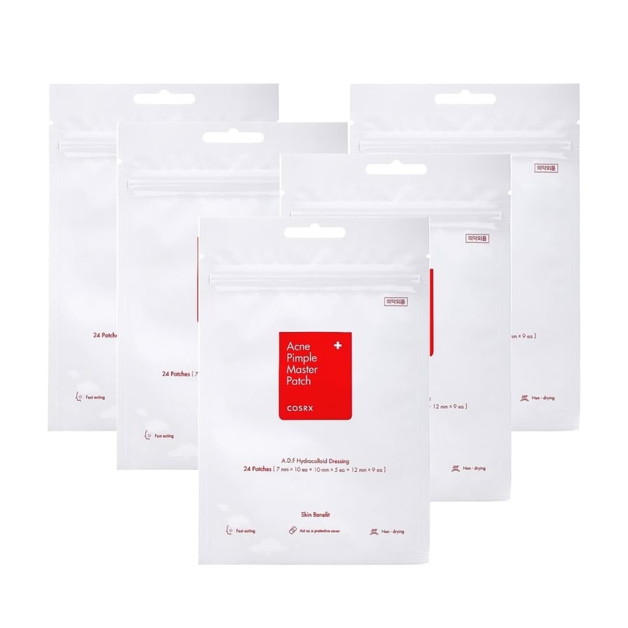 Набор из 5 пластырей Cosrx Acne Pimple Master, 24 шт. - Пластыри от прыщей
Набор из 5 пластырей Cosrx Acne Pimple Master, 24 шт. - Пластыри от прыщей