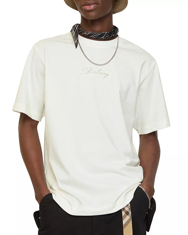Хлопковая футболка с клетчатым курсивным логотипом Burberry, белый
Хлопковая футболка с клетчатым курсивным логотипом Burberry, белый