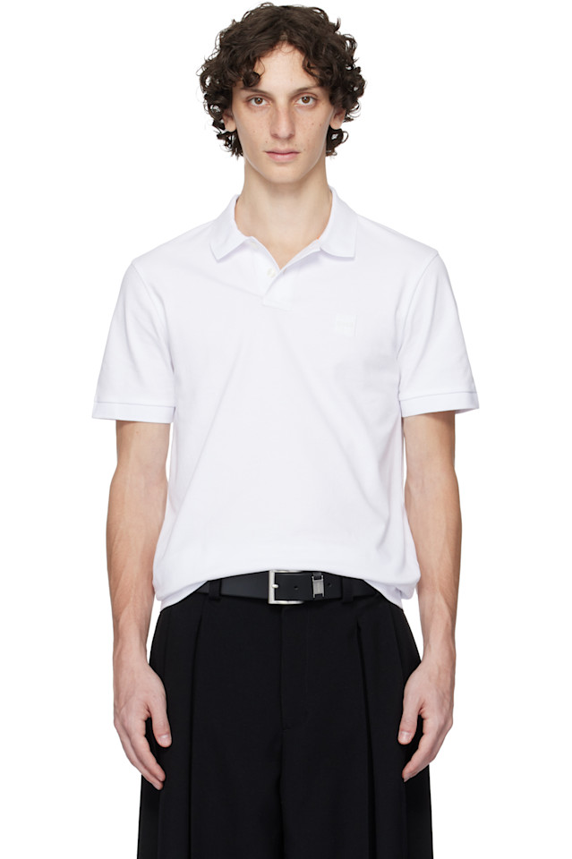 Облегающая поло с логотипом из стрейч-хлопка Boss, белый
Облегающая поло с логотипом из стрейч-хлопка Boss, белый