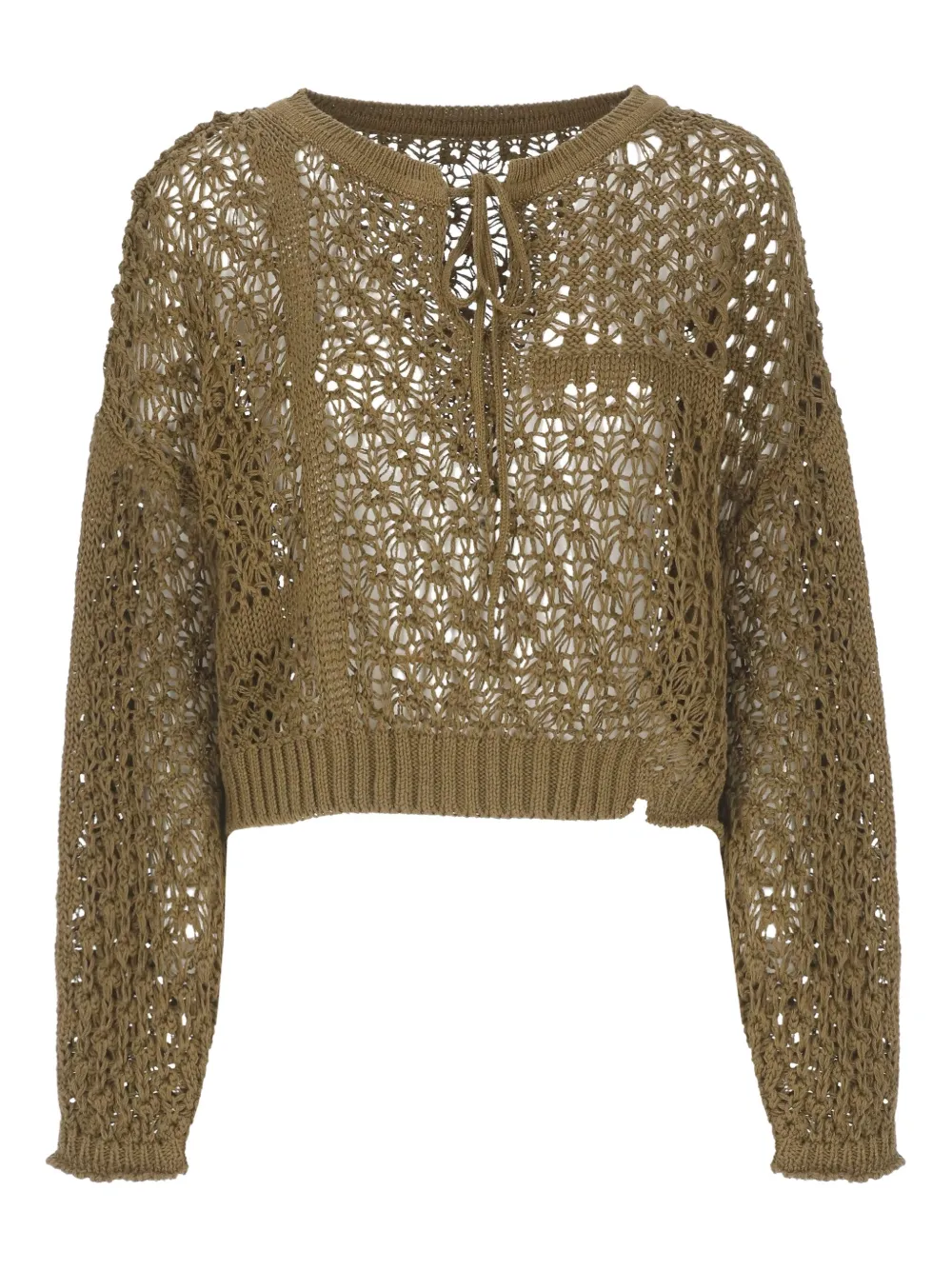 Свитер со шнуровкой и вырезами Y's, коричневый 
Свитер со шнуровкой и вырезами Y's, коричневый