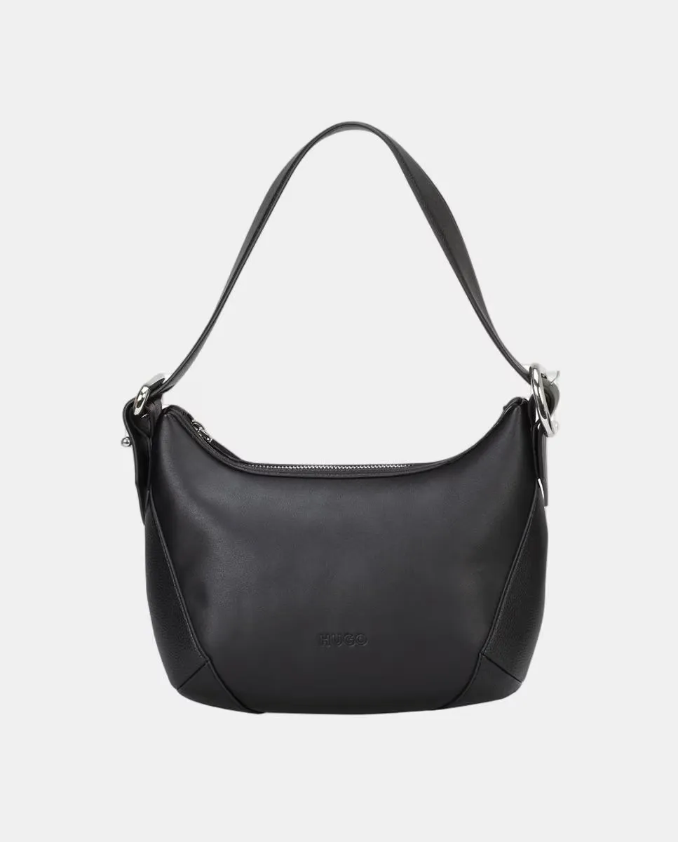 Сумка через плечо в стиле хобо из экокожи с регулируемым ремнем Hugo, черный 
Сумка через плечо в стиле хобо из экокожи с регулируемым ремнем Hugo, черный
