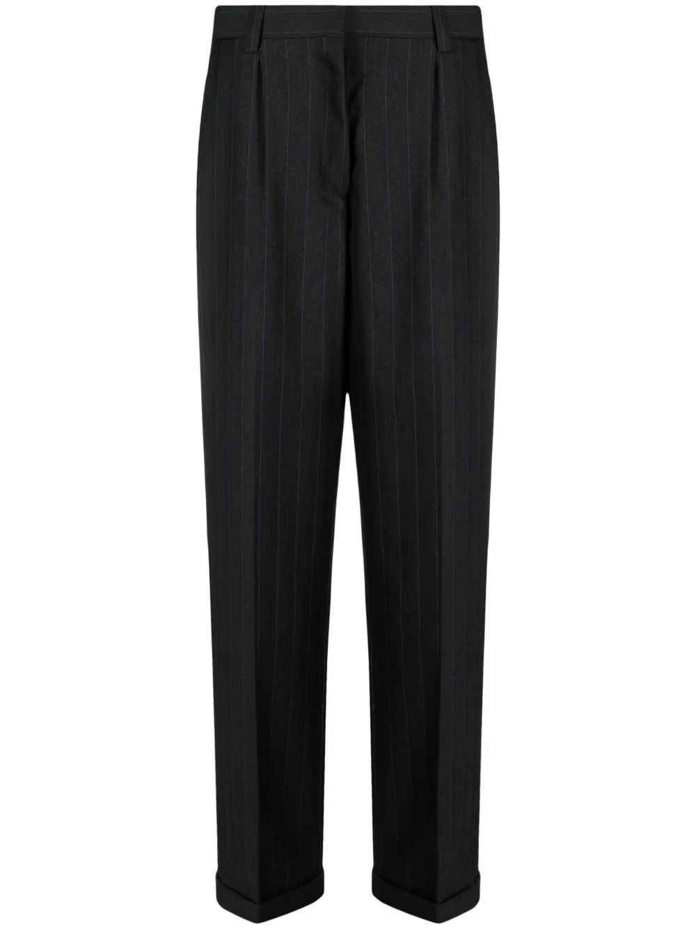 Прямые брюки в тонкую полоску MIU MIU, черный 
Прямые брюки в тонкую полоску MIU MIU, черный