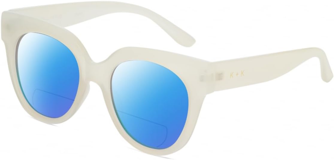Солнцезащитные очки для чтения Calabria K+K JAMIE Round Polarized BiFocal для женщин, модные дизайнерские очки с бифокальными линзами, Milky Beige Crystal/Blue Mirror Lens
Солнцезащитные очки для чтения Calabria K+K JAMIE Round Polarized BiFocal для женщин, модные дизайнерские очки с бифокальными линзами, Milky Beige Crystal/Blue Mirror Lens