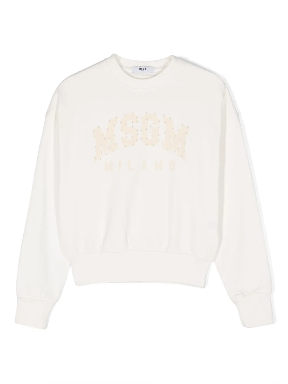 Толстовка с эффектом потертости и логотипом MSGM Kids, белый 
Толстовка с эффектом потертости и логотипом MSGM Kids, белый