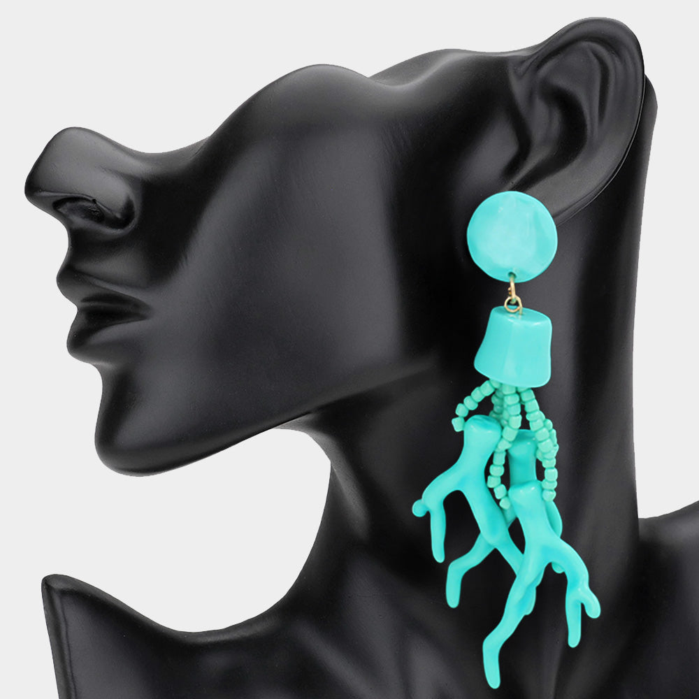 Крупные серьги-подвески из коралловых бусин Fashnzfab, бирюзовый
Крупные серьги-подвески из коралловых бусин Fashnzfab, бирюзовый
