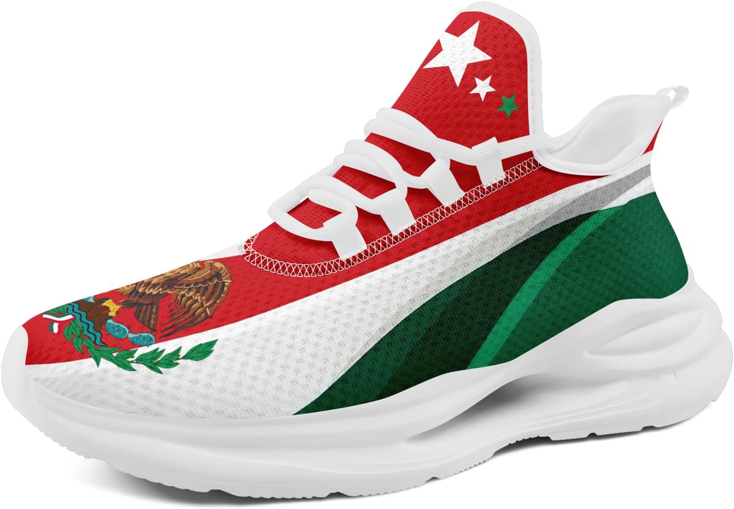 Кроссовки с флагом Мексики - Дышащие легкие беговые кроссовки с EVA подошвой - Патриотическая обувь для мужчин и женщин Awsole, белый/красный/зеленый
Кроссовки с флагом Мексики - Дышащие легкие беговые кроссовки с EVA подошвой - Патриотическая обувь для мужчин и женщин Awsole, белый/красный/зеленый