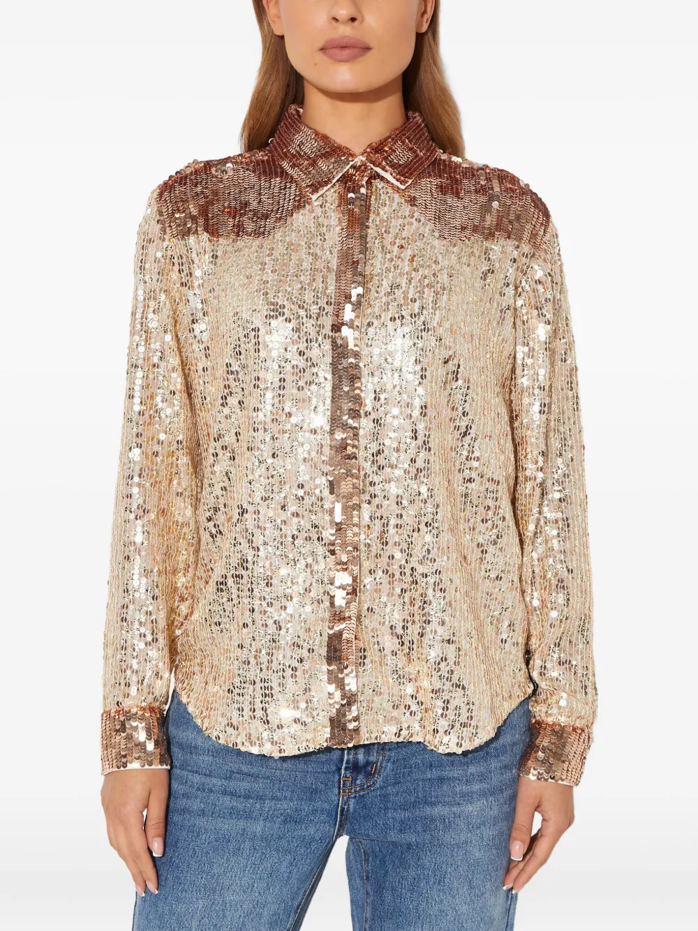 Рубашка с пуговицами, украшенная пайетками One Teaspoon, золотистый
Рубашка с пуговицами, украшенная пайетками One Teaspoon, золотистый