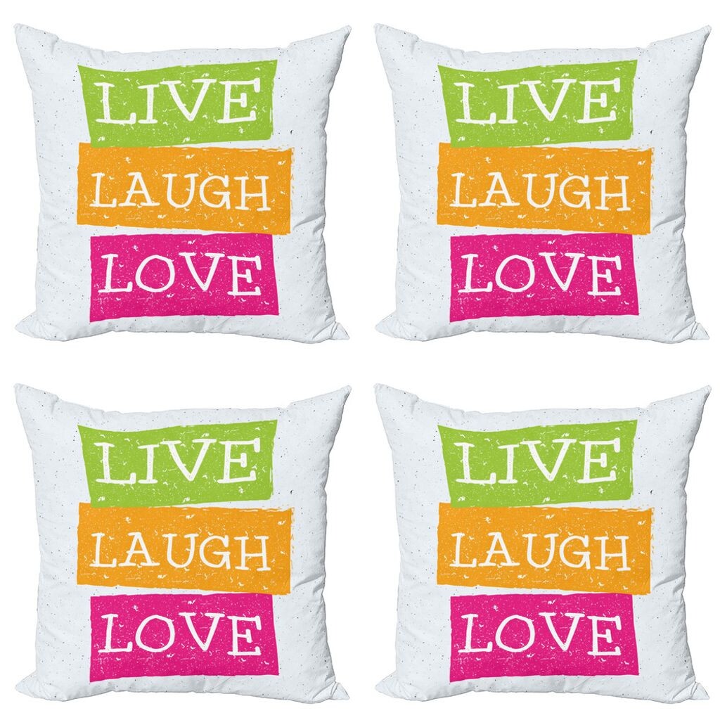 ABAKUHAUS Proverb Комплект чехлов для подушек (4 предмета), Live Laugh Love Vibrant, современная двусторонняя цифровая печать, 60 x 60 см, салатовый, оранжевый, розовый
ABAKUHAUS Proverb Комплект чехлов для подушек (4 предмета), Live Laugh Love Vibrant, современная двусторонняя цифровая печать, 60 x 60 см, салатовый, оранжевый, розовый