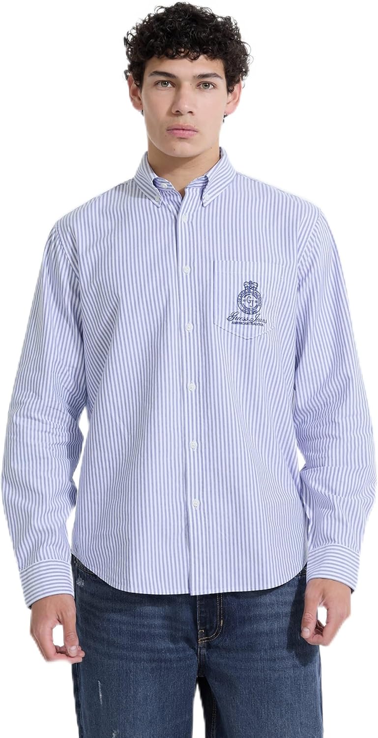 Рубашка GUESS в полоску с длинными рукавами и карманом, Regal Blue Stripes
Рубашка GUESS в полоску с длинными рукавами и карманом, Regal Blue Stripes
