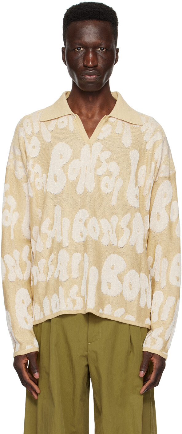 Бежевая жаккардовая футболка-поло Bonsai, цвет Almond oil
Бежевая жаккардовая футболка-поло Bonsai, цвет Almond oil