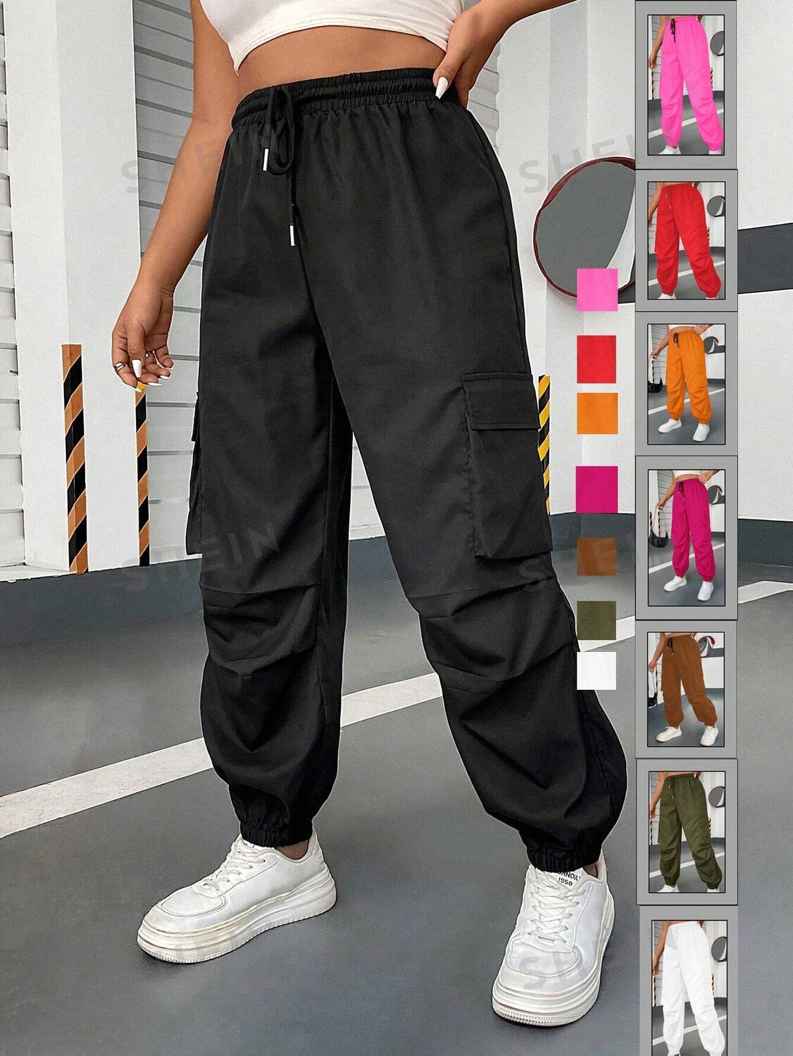 EZwear Женские повседневные брюки цвета хаки на шнурке больших размеров Shein, черный
EZwear Женские повседневные брюки цвета хаки на шнурке больших размеров Shein, черный