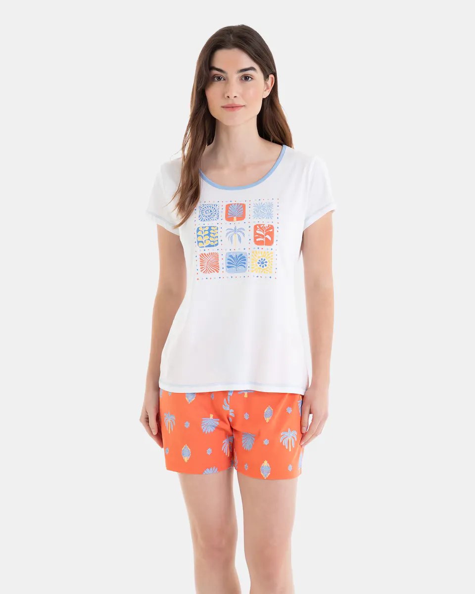 Женская пижама с коротким рукавом и шортами с принтом Massana, белый
Женская пижама с коротким рукавом и шортами с принтом Massana, белый