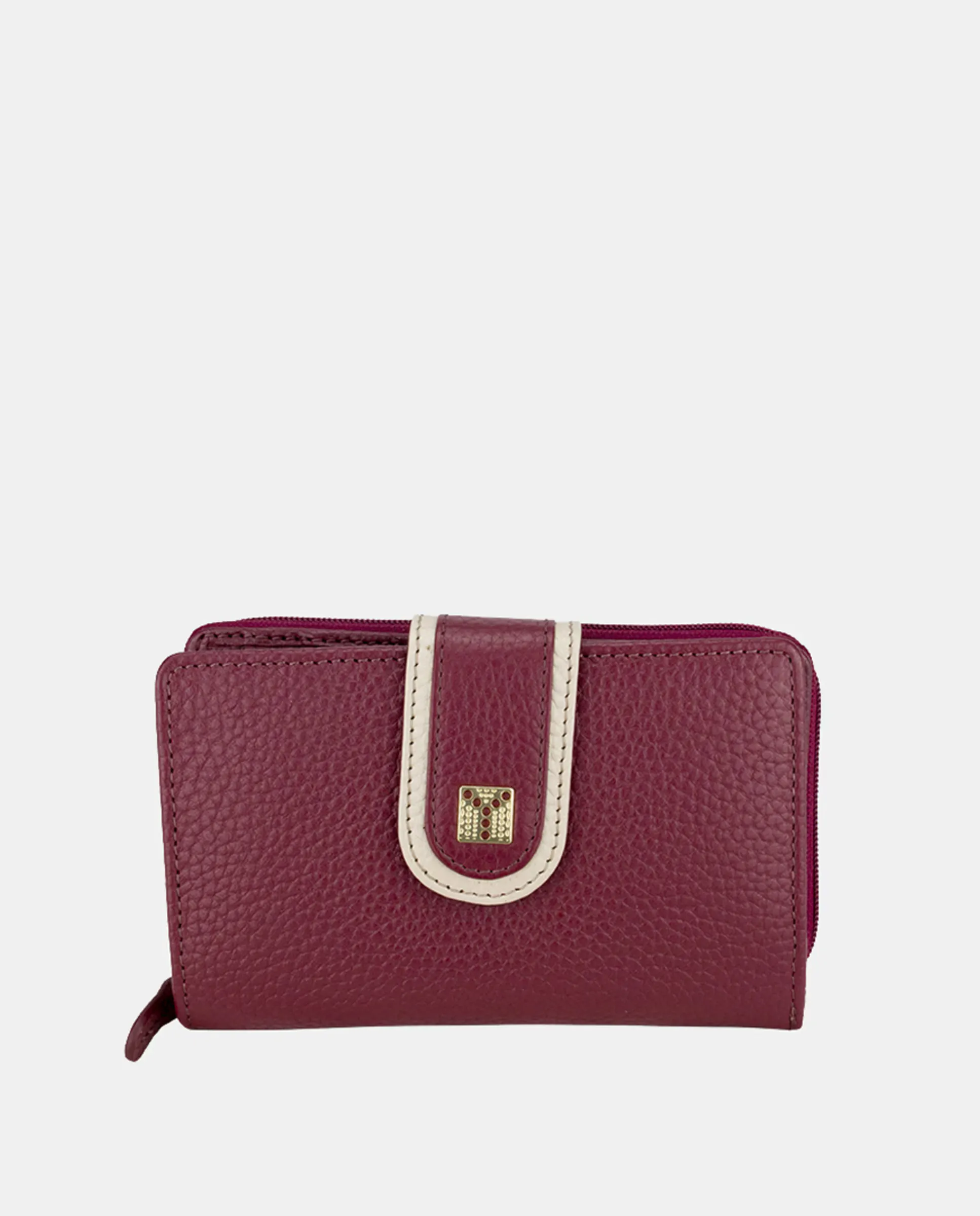 Средний женский кошелек YANCCI из кожи с широкой контрастной окантовкой цвета ivory на застежке-молнии и металлическим логотипом золотого цвета, бордовый
Средний женский кошелек YANCCI из кожи с широкой контрастной окантовкой цвета ivory на застежке-молнии и металлическим логотипом золотого цвета, бордовый