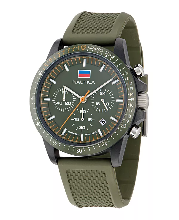 Мужские многофункциональные или с датой зеленые часы из полиуретана, 43 мм Nautica, green
Мужские многофункциональные или с датой зеленые часы из полиуретана, 43 мм Nautica, green