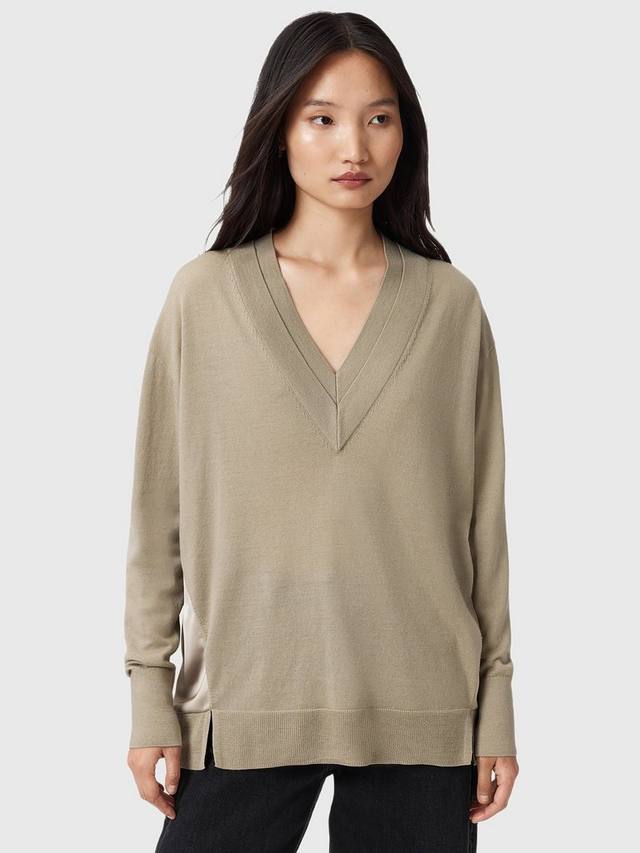 Бернский шерстяной джемпер с V-образным вырезом AllSaints, Taupe Grey
Бернский шерстяной джемпер с V-образным вырезом AllSaints, Taupe Grey