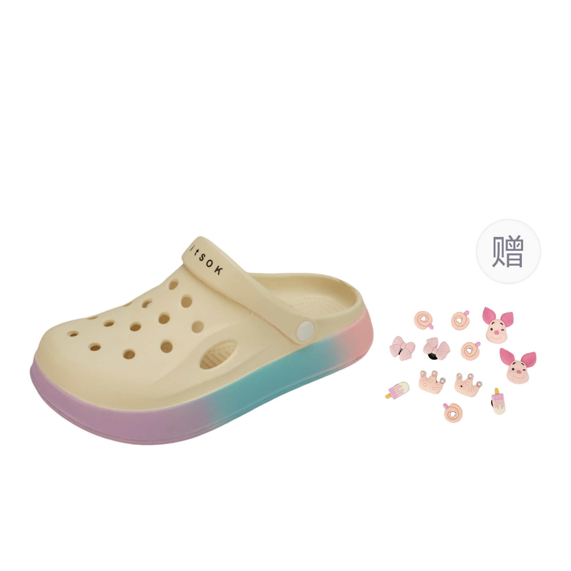 Itsok Клоги унисекс экрю с бесплатным декором Pink Sweet Dream, цвет Ecru+Free Decoration (Pink Sweet Dream) 
Itsok Клоги унисекс экрю с бесплатным декором Pink Sweet Dream, цвет Ecru+Free Decoration (Pink Sweet Dream)