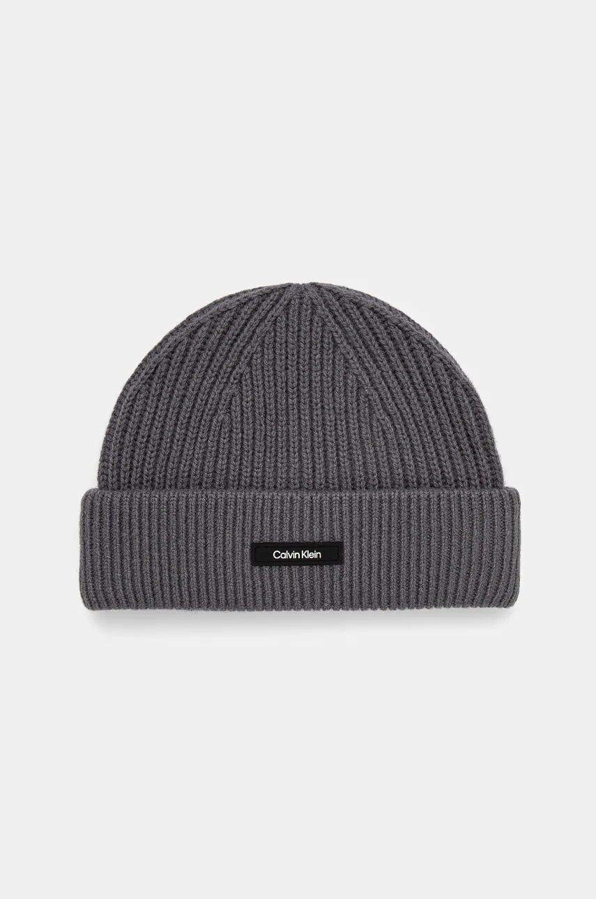 Шерстяная шапка Calvin Klein, серый 
Шерстяная шапка Calvin Klein, серый
